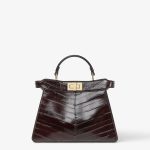FENDI Peekaboo ISeeU Small Brown inlaid hagfish leather bag